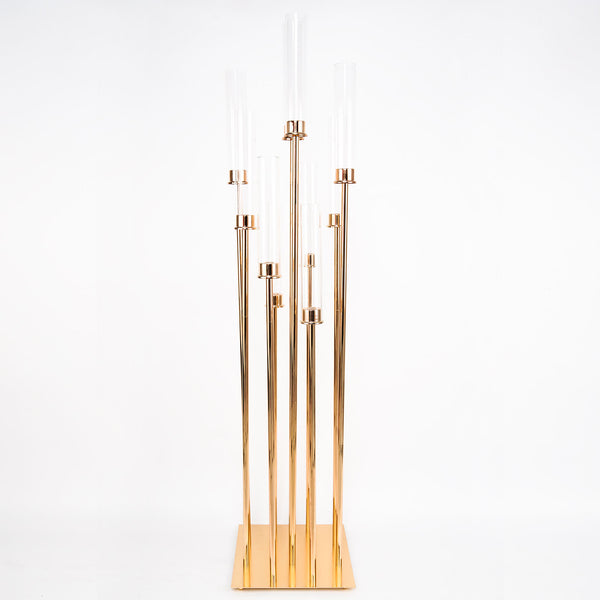 48" Tall 10 Arm Candle Holder Candelabra Centerpiece - Gold