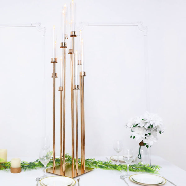 48" Tall 10 Arm Candle Holder Candelabra Centerpiece - Gold