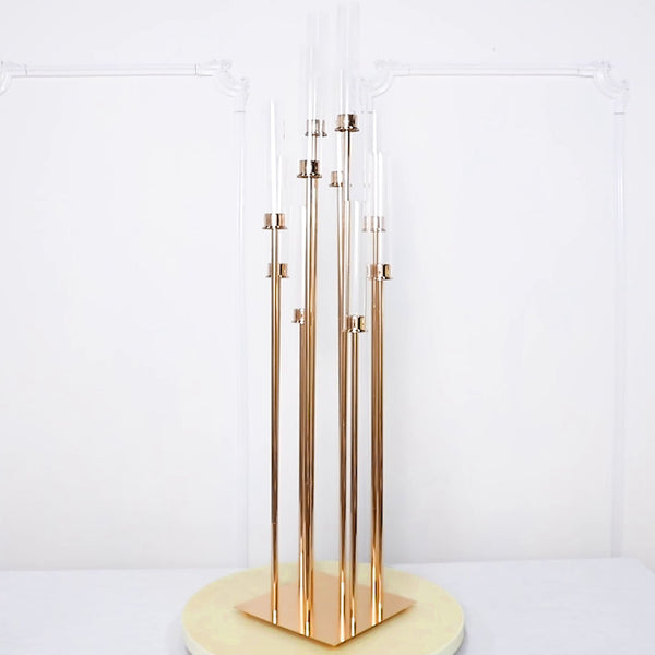48" Tall 10 Arm Candle Holder Candelabra Centerpiece - Gold