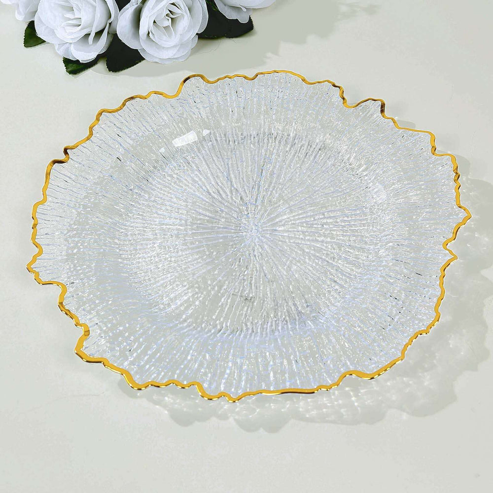 Clear Reef Charger with Gold Edge