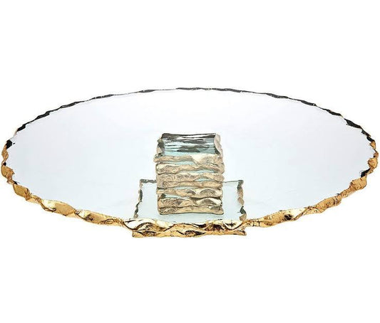 Crystal cake plates with gold edges