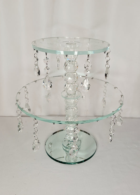 2 tier crystal cake stand