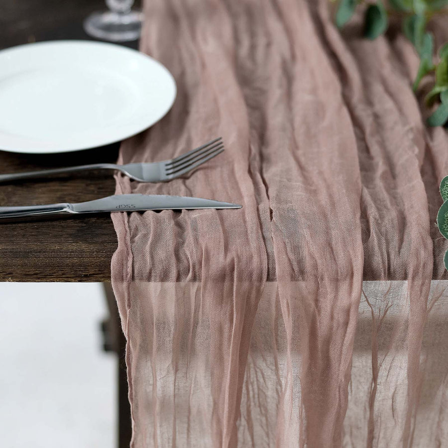 Dusty Mauve Gauze Table Runner