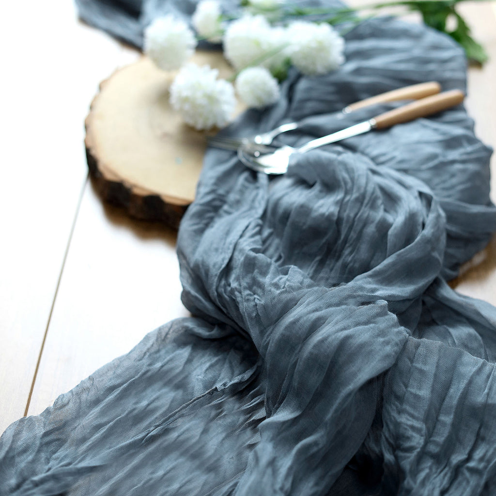 Dusty Blue gauze table runner