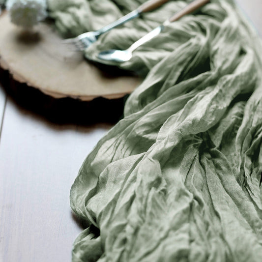 Dusty Sage gauze table runner