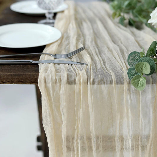 Cream Gauze Table Runner