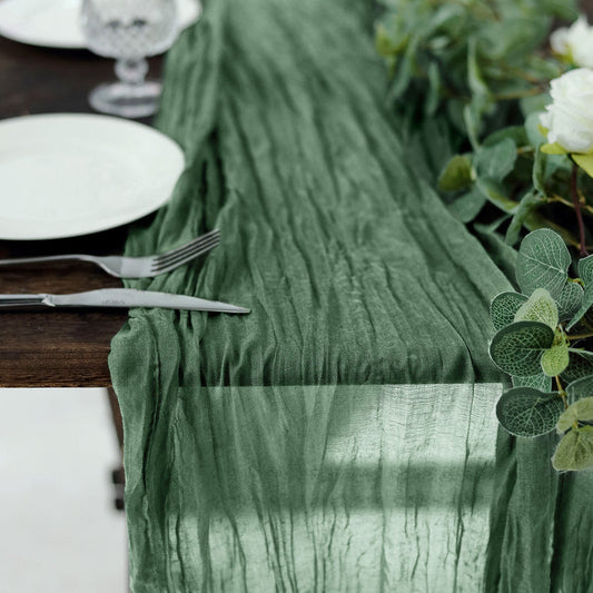 Olive green Gauze Table Runner