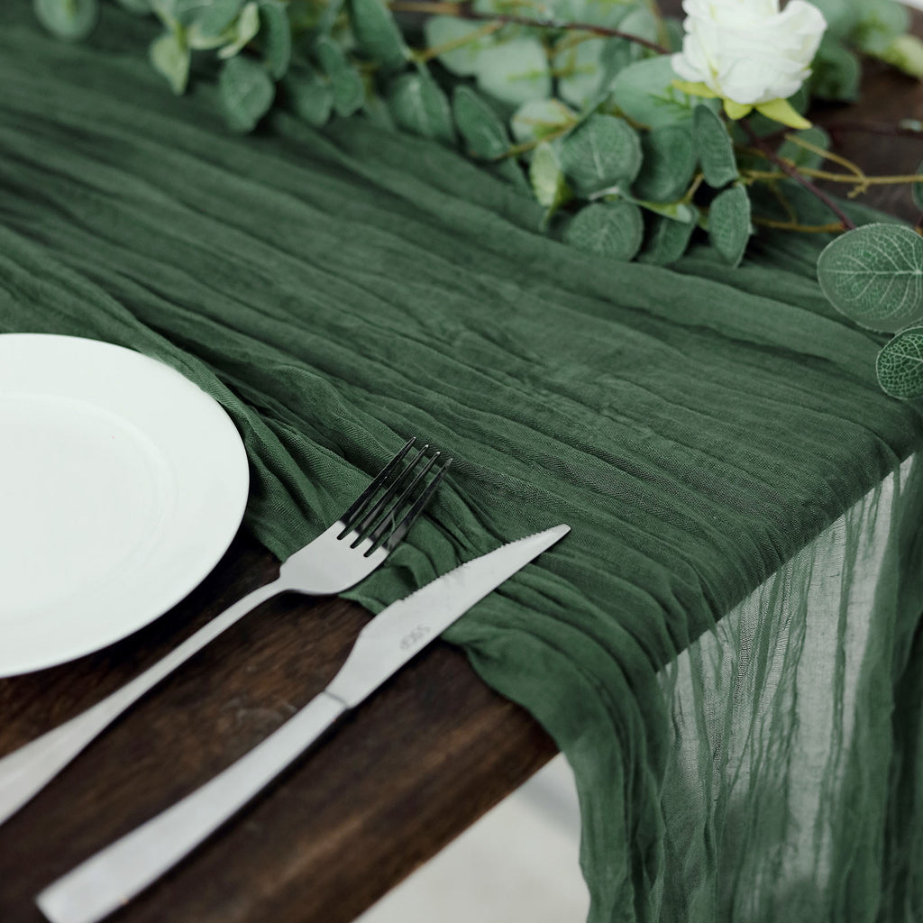 Hunter Green gauze table runner