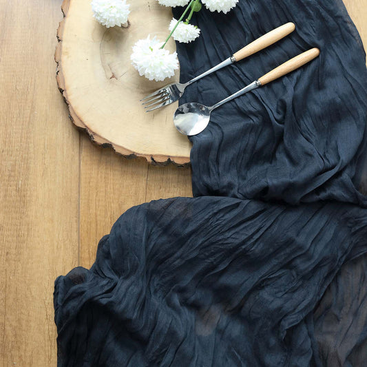Navy Blue gauze table runner