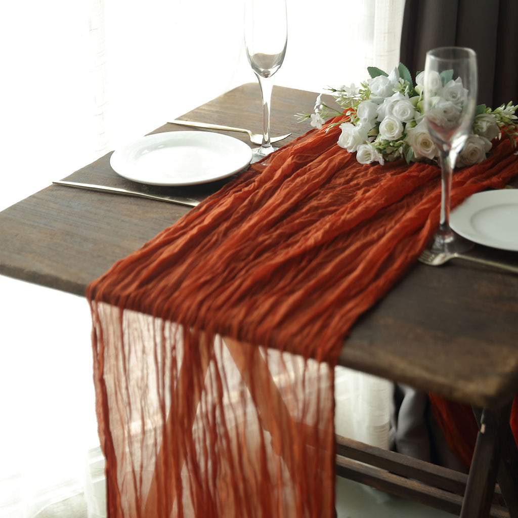 Terracotta gauze table runner