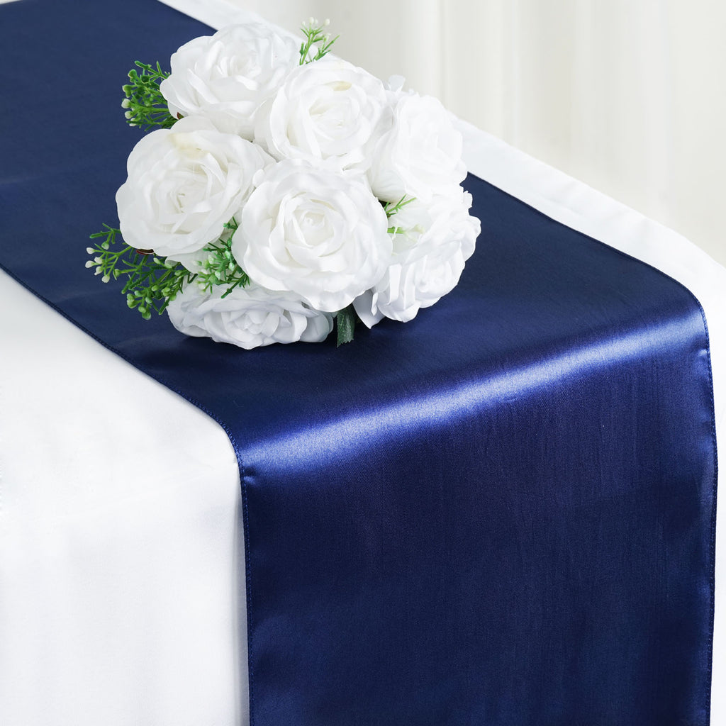 Navy Blue Satin Table Runner
