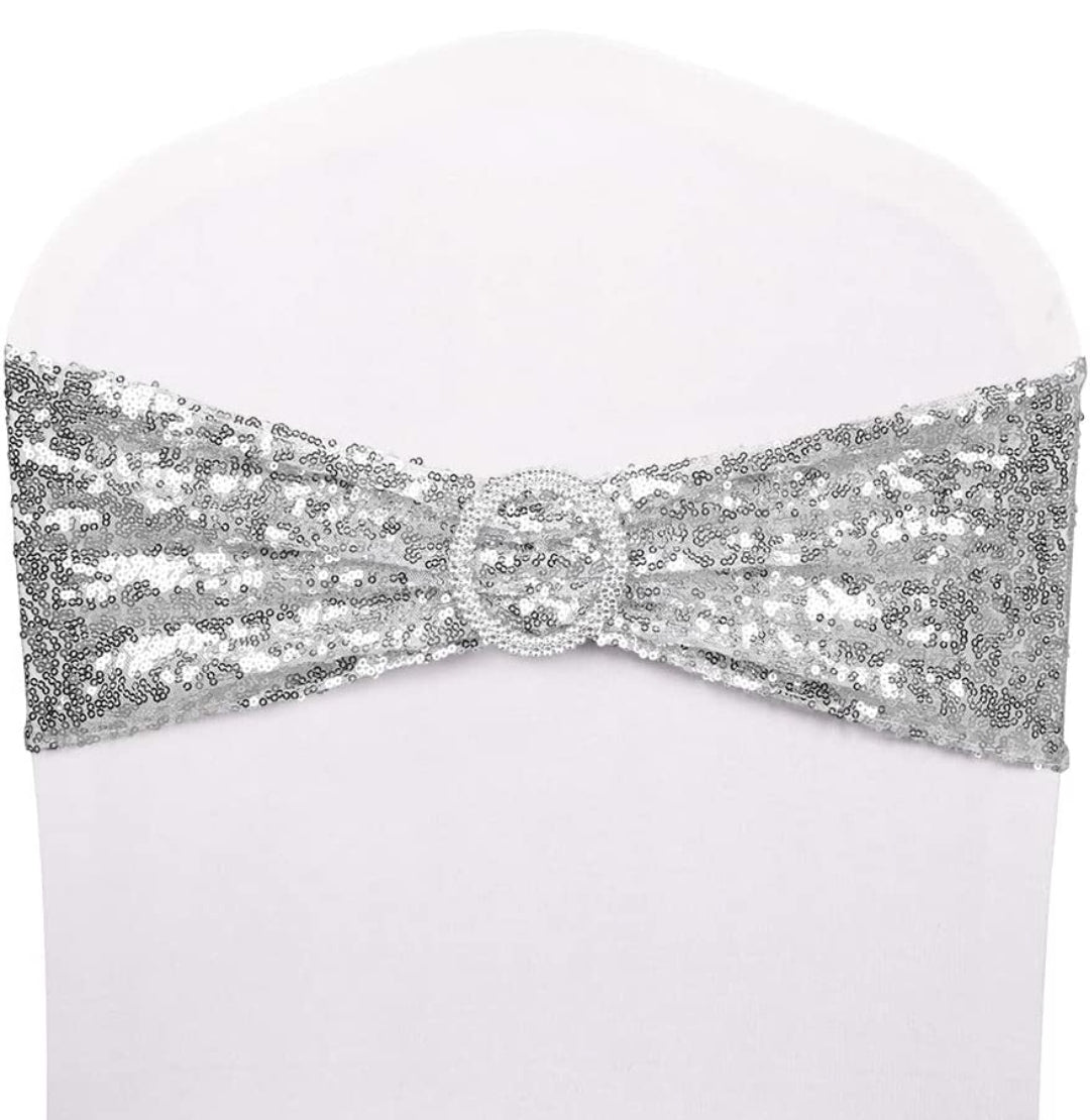 Silver Sequin Chair Band