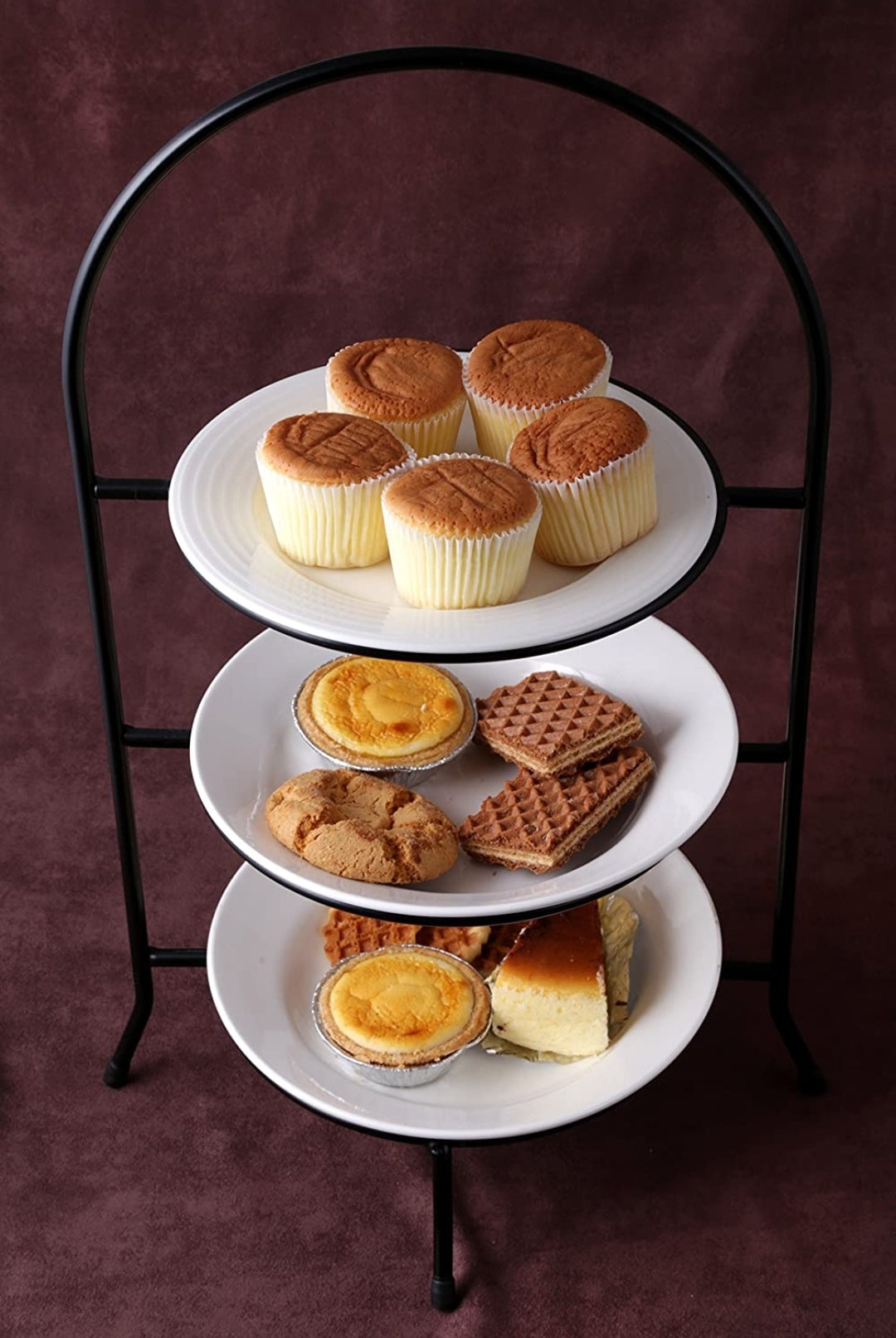 3 tier black food display