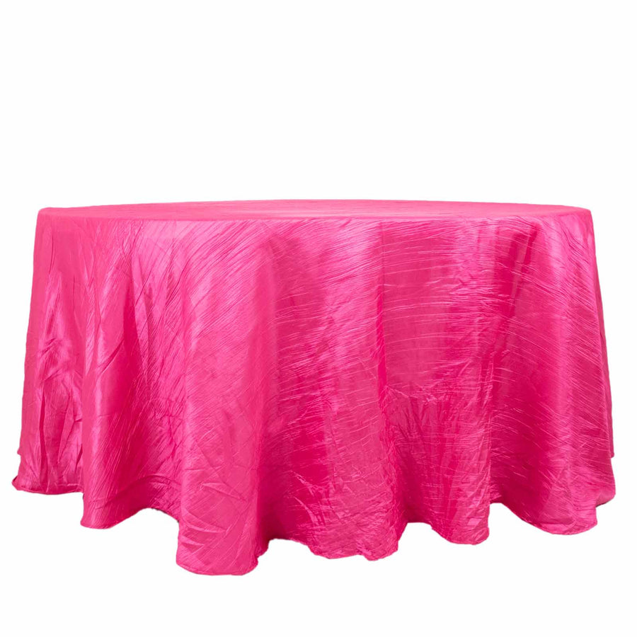 120" Round Hot Pink Crinkle Taffeta