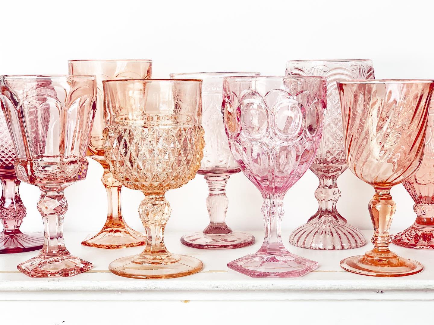 Vintage Mismatched Pink Goblets