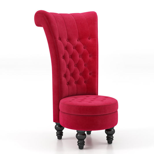 Red Velvet High Back Chair