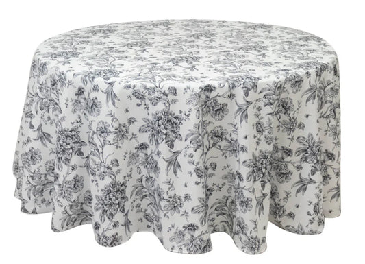 Black French Toil Round Tablecloth