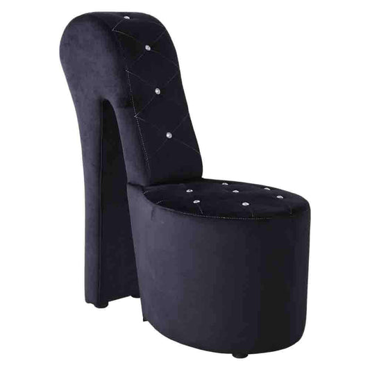 Black Velvet High Heel Shoe Chair