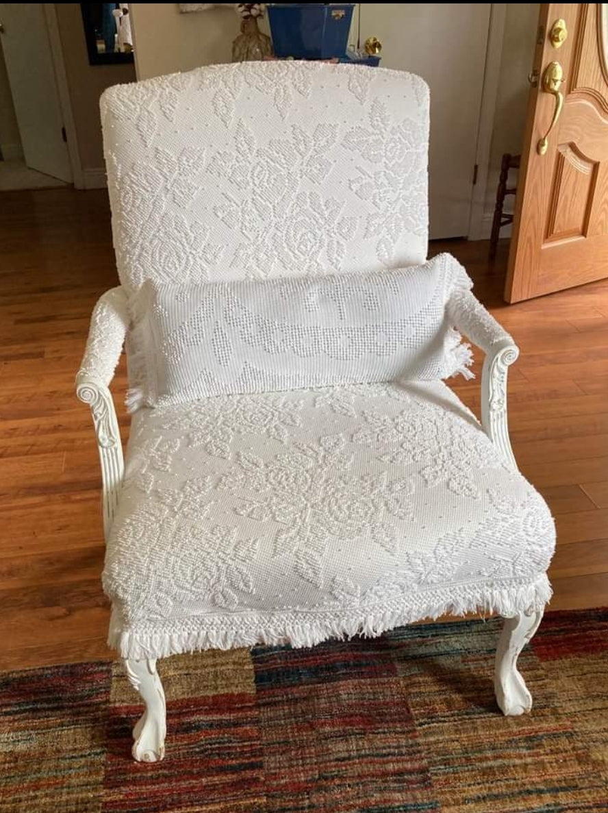 White Boho Chair with arms