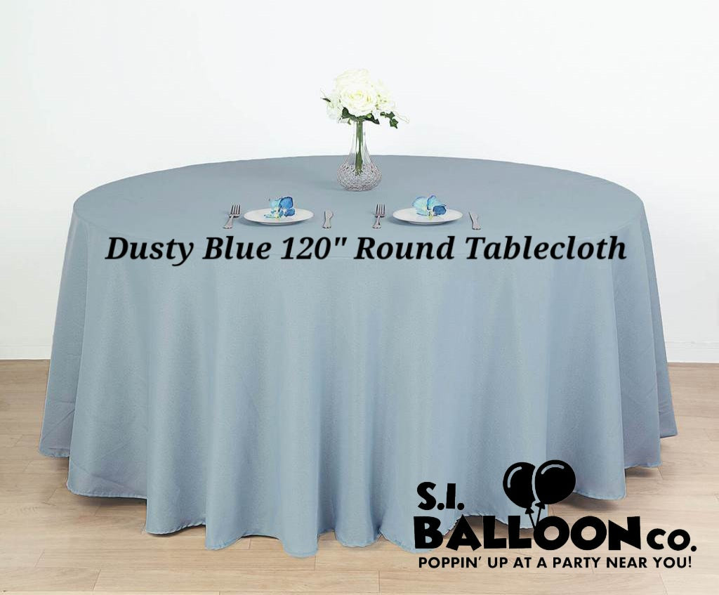 120" Round Tablecloth Dusty Blue